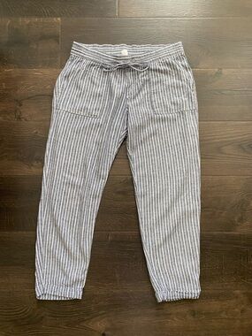 Old Navy Navy and White Stripe Drawstring Beach Pants